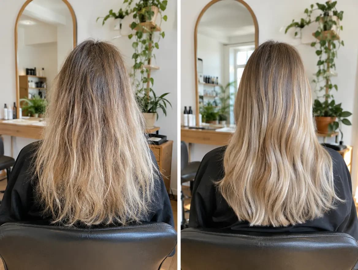 Před a po: poškozené vlasy a OLAPLEX terapie